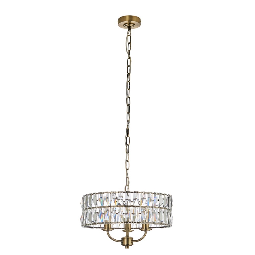 Endon 106243 - Závesný luster CLIFTON na reťazi 3xE14/6W/230V, priemer 38,5 cm, mosadz/číre