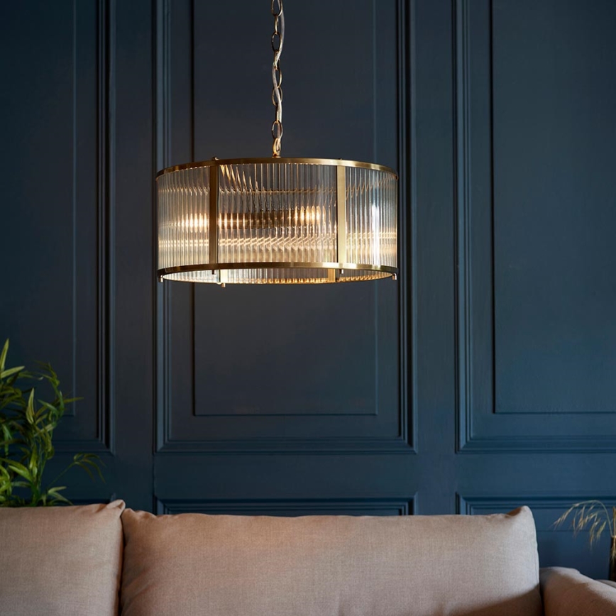 Endon 106282 - Závesný luster RIDGETON na reťazi 3xE14/6W/230V, mosadz