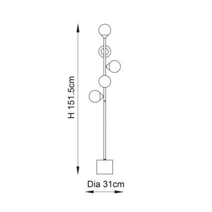 Endon 106756 - Stojacia lampa OTIS 5xG9/3W/230V zlatá/biela