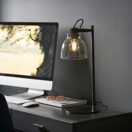 Endon 107012 - Stolná lampa URBAN 1xE27/10W/230V čierna/dymová čierna