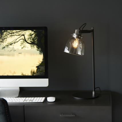 Endon 107012 - Stolná lampa URBAN 1xE27/10W/230V čierna/dymová čierna