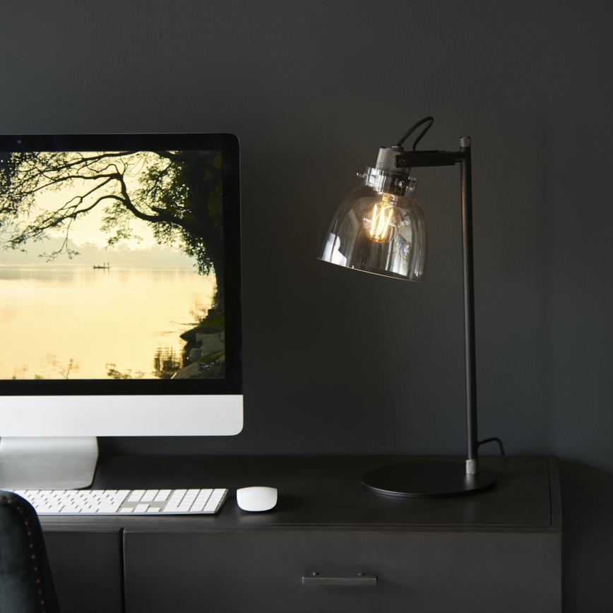 Endon 107012 - Stolná lampa URBAN 1xE27/10W/230V čierna/dymová čierna