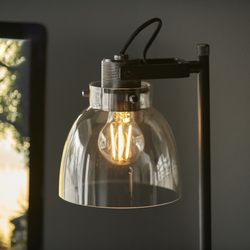 Endon 107012 - Stolná lampa URBAN 1xE27/10W/230V čierna/dymová čierna