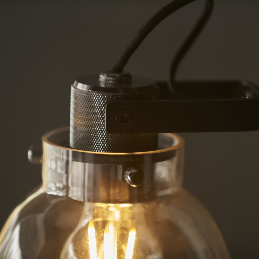 Endon 107012 - Stolná lampa URBAN 1xE27/10W/230V čierna/dymová čierna