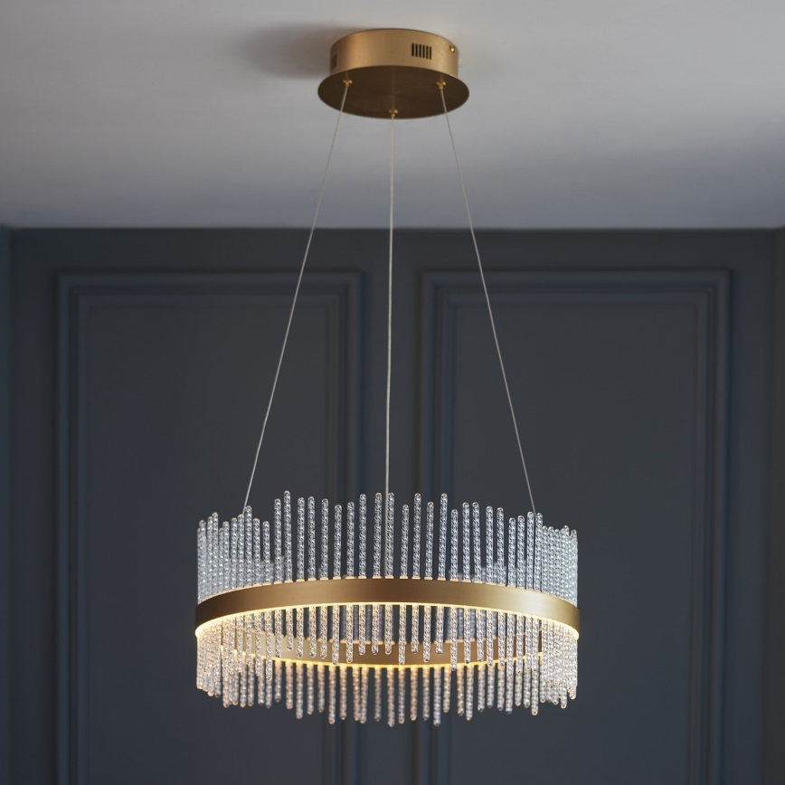 Endon 107671 - LED Stmievateľný luster na lanku ADRIEL LED/41W/230V 3000K pr. 51 cm zlatá/číra