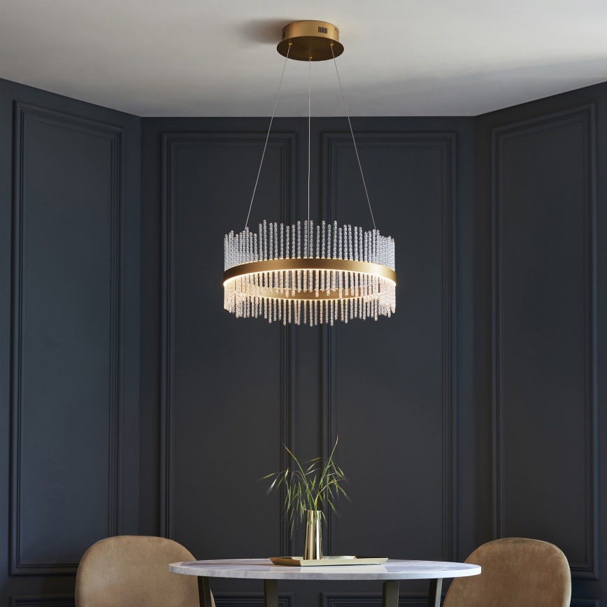 Endon 107671 - LED Stmievateľný luster na lanku ADRIEL LED/41W/230V 3000K pr. 51 cm zlatá/číra