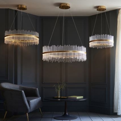 Endon 107671 - LED Stmievateľný luster na lanku ADRIEL LED/41W/230V 3000K pr. 51 cm zlatá/číra