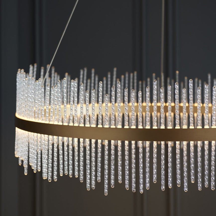 Endon 107672 - LED stmievateľný luster na lankách ADRIEL LED/83W/230V 3000K priemer 89 cm zlatá/číra