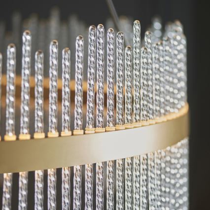 Endon 107672 - LED stmievateľný luster na lankách ADRIEL LED/83W/230V 3000K priemer 89 cm zlatá/číra