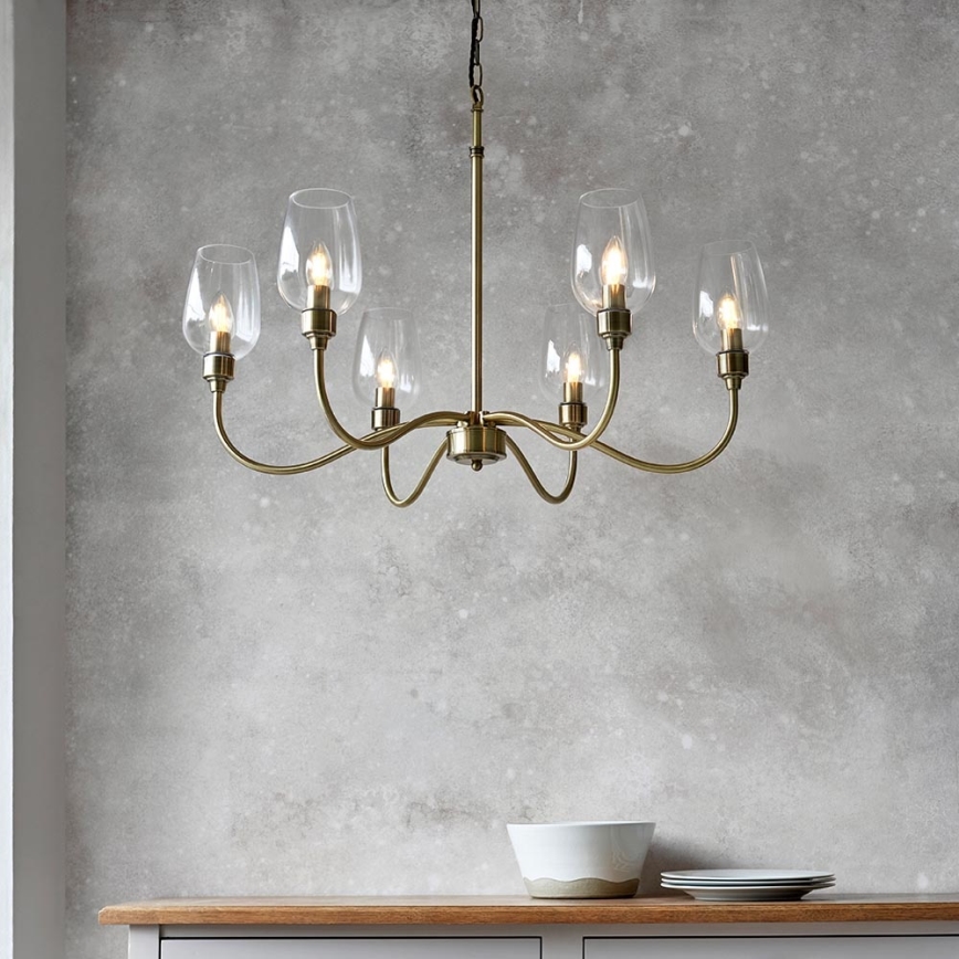 Endon 107791 - Luster na reťazi 6xE14/6W/230V mosadz