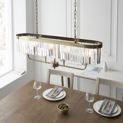 Endon 110539 - Luster na reťazi CHESTERFIELD 4xE14/6W/230V mosadz