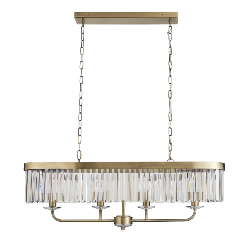 Endon 110539 - Luster na reťazi CHESTERFIELD 4xE14/6W/230V mosadz