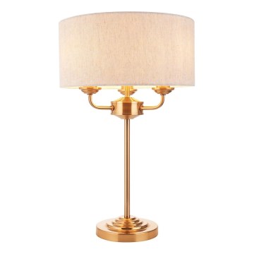 Endon 110721 - Stolná lampa HIGHCLERE 3xE14/18W/230V béžová/mosadz