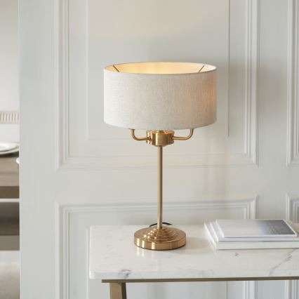 Endon 110721 - Stolná lampa HIGHCLERE 3xE14/18W/230V béžová/mosadz