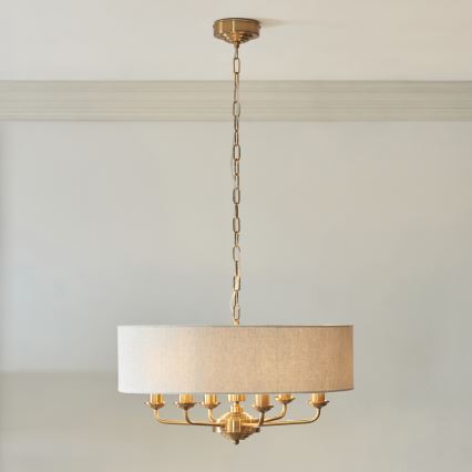 Endon 110722 - Závesný luster HIGHCLERE na reťazi 6xE14/40W/230V, béžová/mosadz, priemer 55 cm