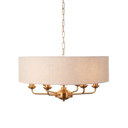 Endon 110722 - Závesný luster HIGHCLERE na reťazi 6xE14/40W/230V, béžová/mosadz, priemer 55 cm