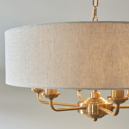 Endon 110722 - Závesný luster HIGHCLERE na reťazi 6xE14/40W/230V, béžová/mosadz, priemer 55 cm