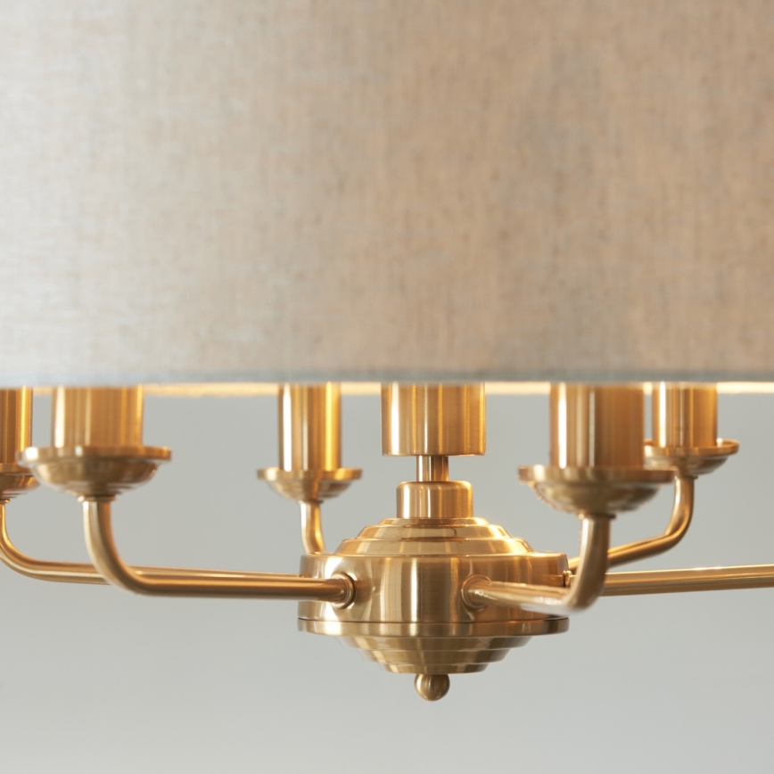 Endon 110722 - Závesný luster HIGHCLERE na reťazi 6xE14/40W/230V, béžová/mosadz, priemer 55 cm