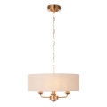 Endon 110723 - Luster na reťazi HIGHCLERE 3xE14/40W/230V béžová/mosadz