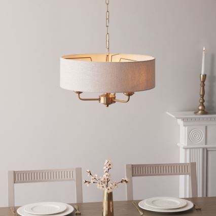 Endon 110723 - Luster na reťazi HIGHCLERE 3xE14/40W/230V béžová/mosadz