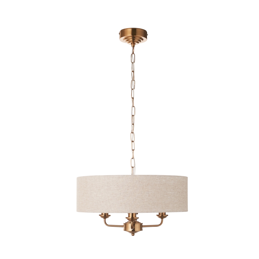 Endon 110723 - Luster na reťazi HIGHCLERE 3xE14/40W/230V béžová/mosadz