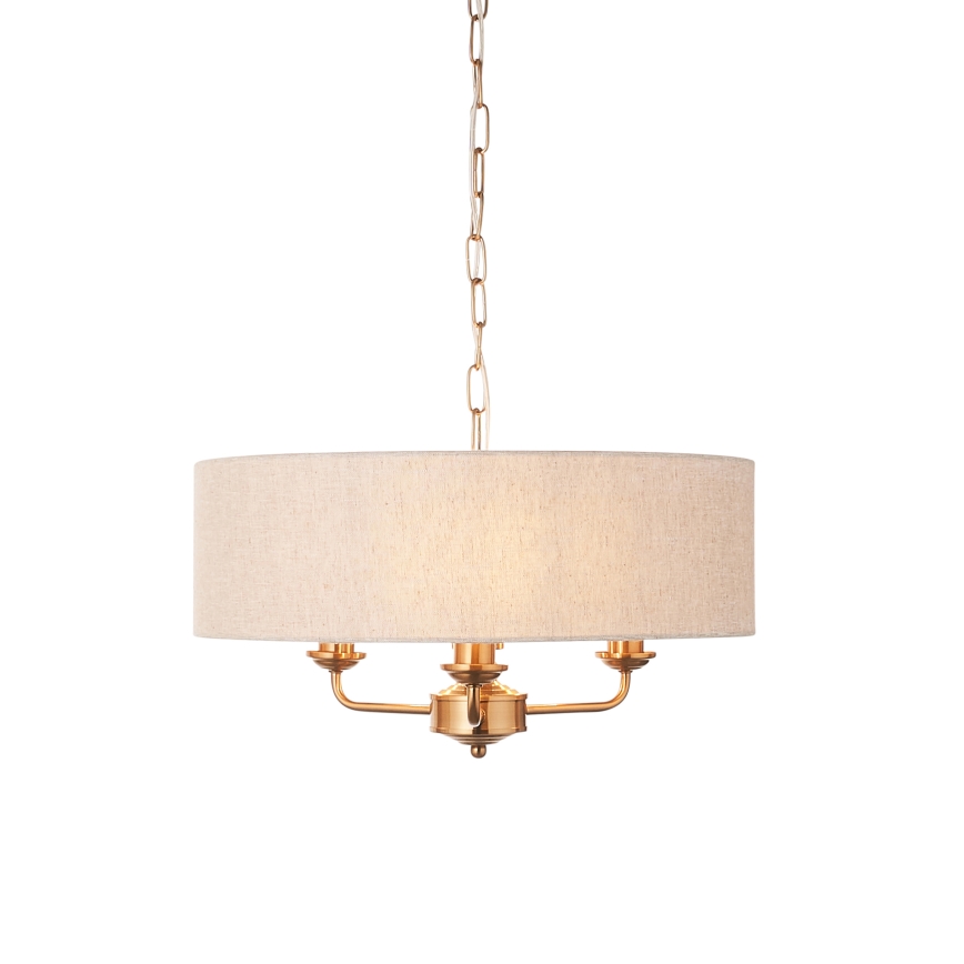 Endon 110723 - Luster na reťazi HIGHCLERE 3xE14/40W/230V béžová/mosadz