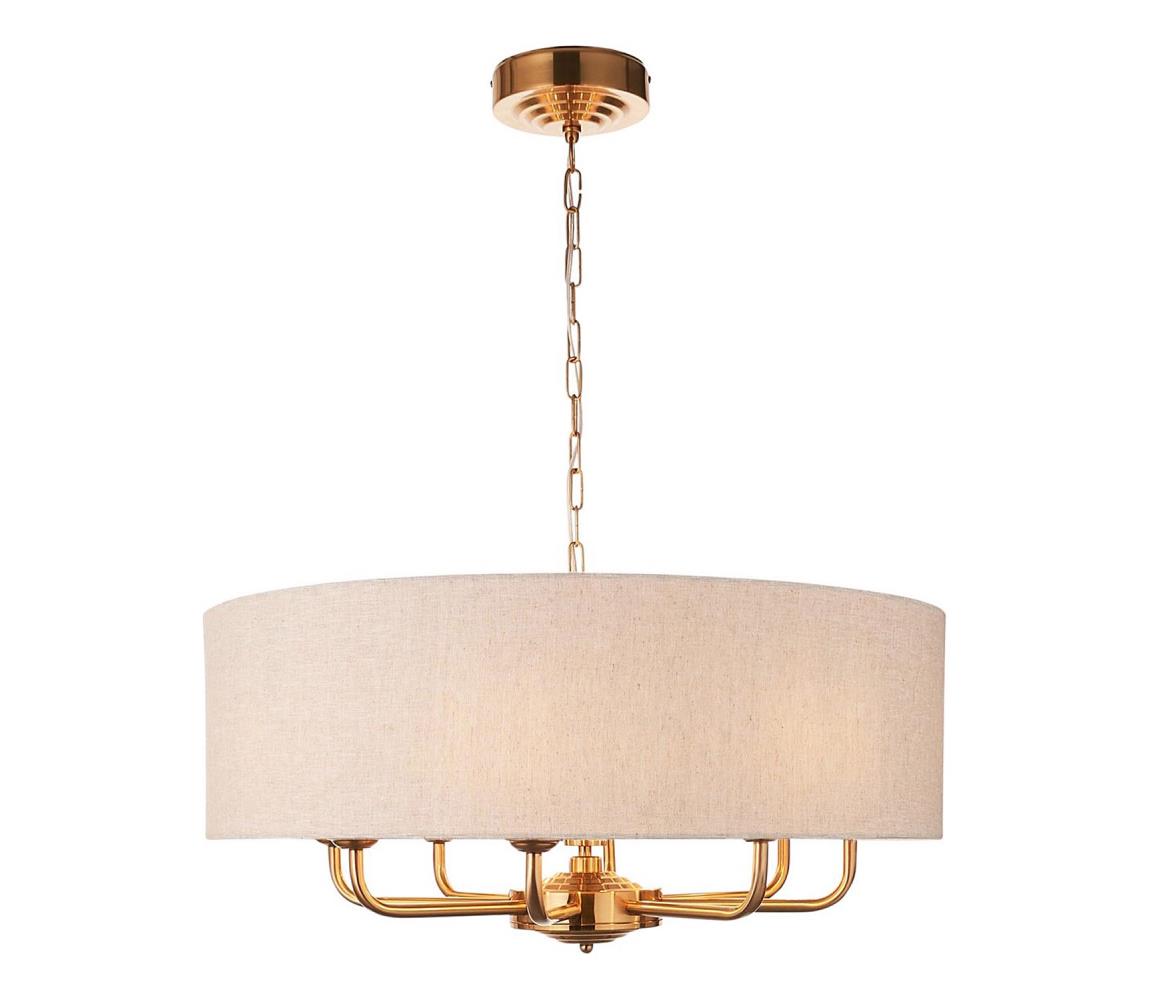 Endon 110727 - Luster na reťazi HIGHCLERE 8xE14/40W/230V béžová/mosadz priemer 70 cm 110727