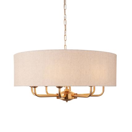 Endon 110727 - Luster na reťazi HIGHCLERE 8xE14/40W/230V béžová/mosadz priemer 70 cm