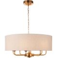Endon 110727 - Luster na reťazi HIGHCLERE 8xE14/6W/230V béžová/mosadz pr. 70 cm