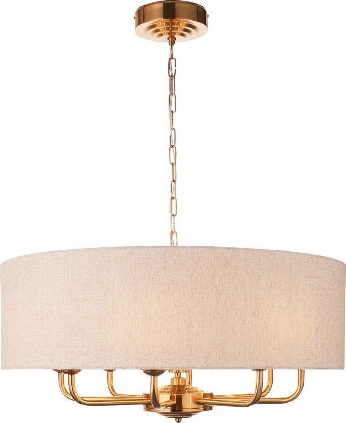 Endon 110727 - Luster na reťazi HIGHCLERE 8xE14/6W/230V béžová/mosadz pr. 70 cm