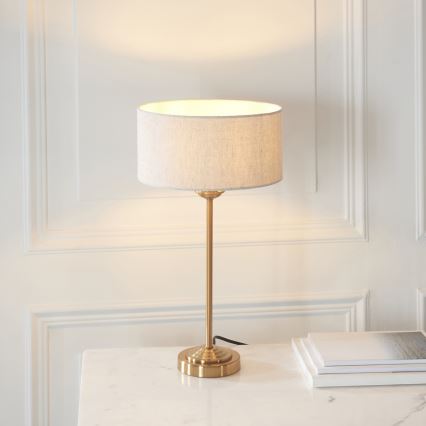 Endon 110728 - Stolová lampa HIGHCLERE 1xE14/7W/230V béžová/mosadz priemer 25 cm