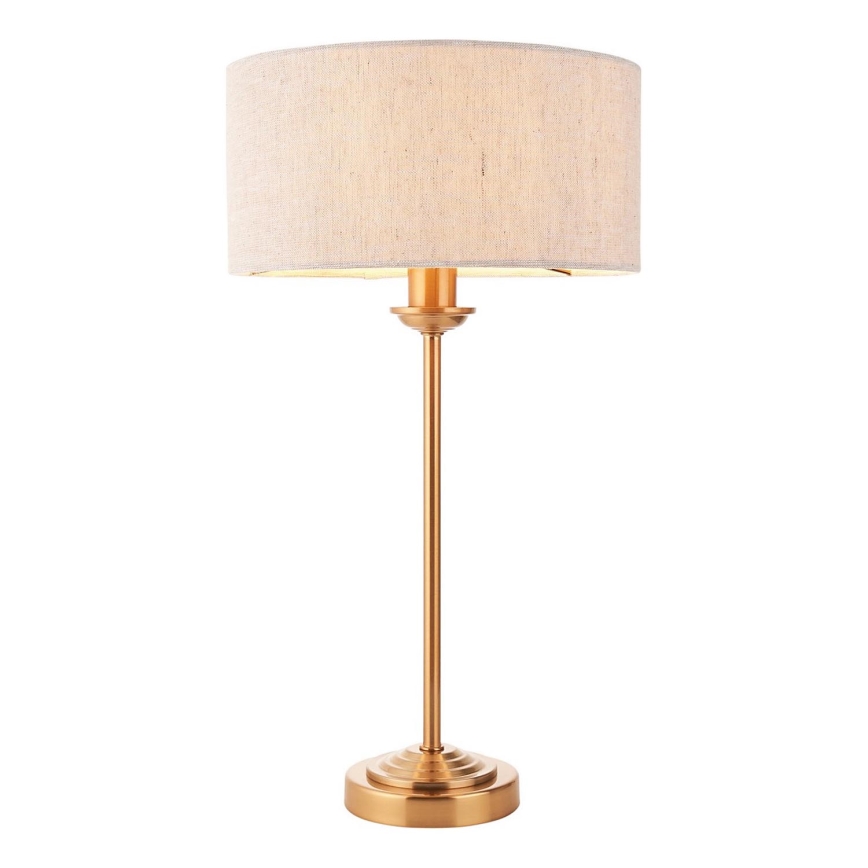 Endon 110728 - Stolová lampa HIGHCLERE 1xE14/7W/230V béžová/mosadz priemer 25 cm