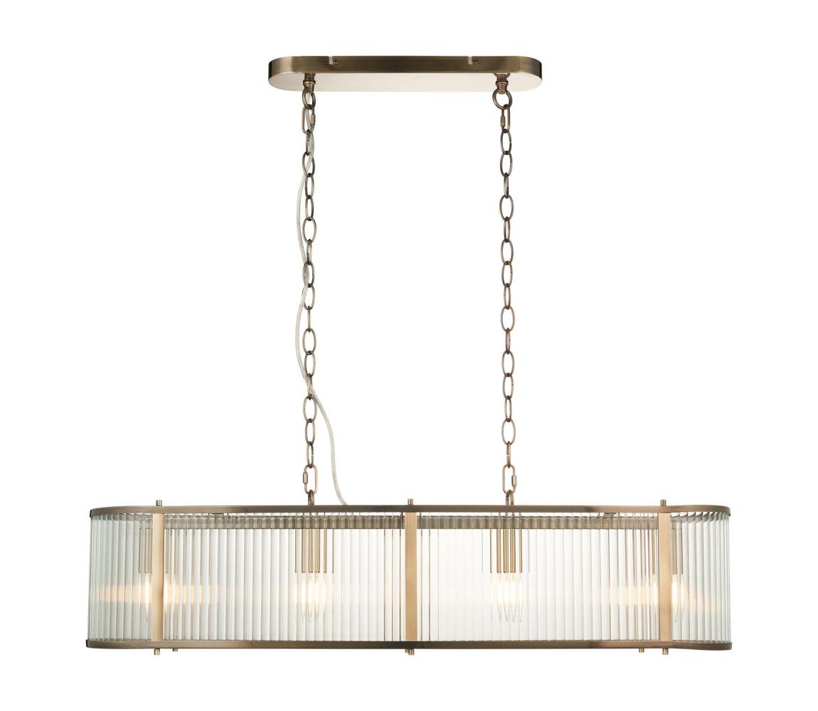 Endon 110945 - Luster na reťazi RIDGETON 4xE14/6W/230V mosadz/číra 110945