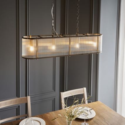 Endon 110945 - Luster na reťazi RIDGETON 4xE14/6W/230V mosadz/číra