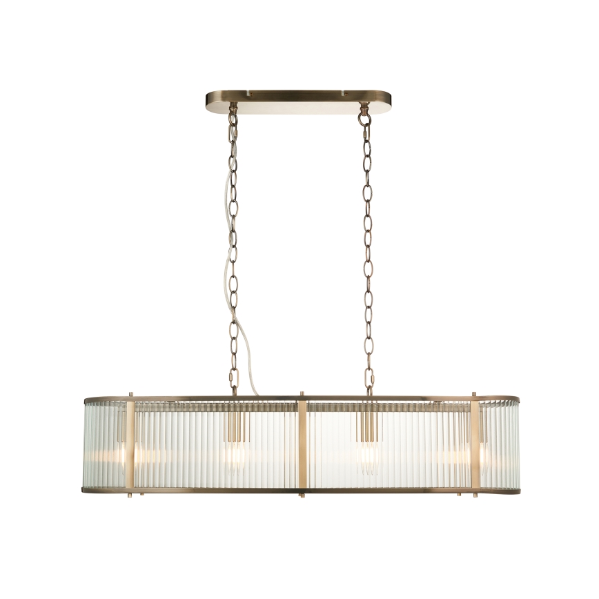 Endon 110945 - Luster na reťazi RIDGETON 4xE14/6W/230V mosadz/číra