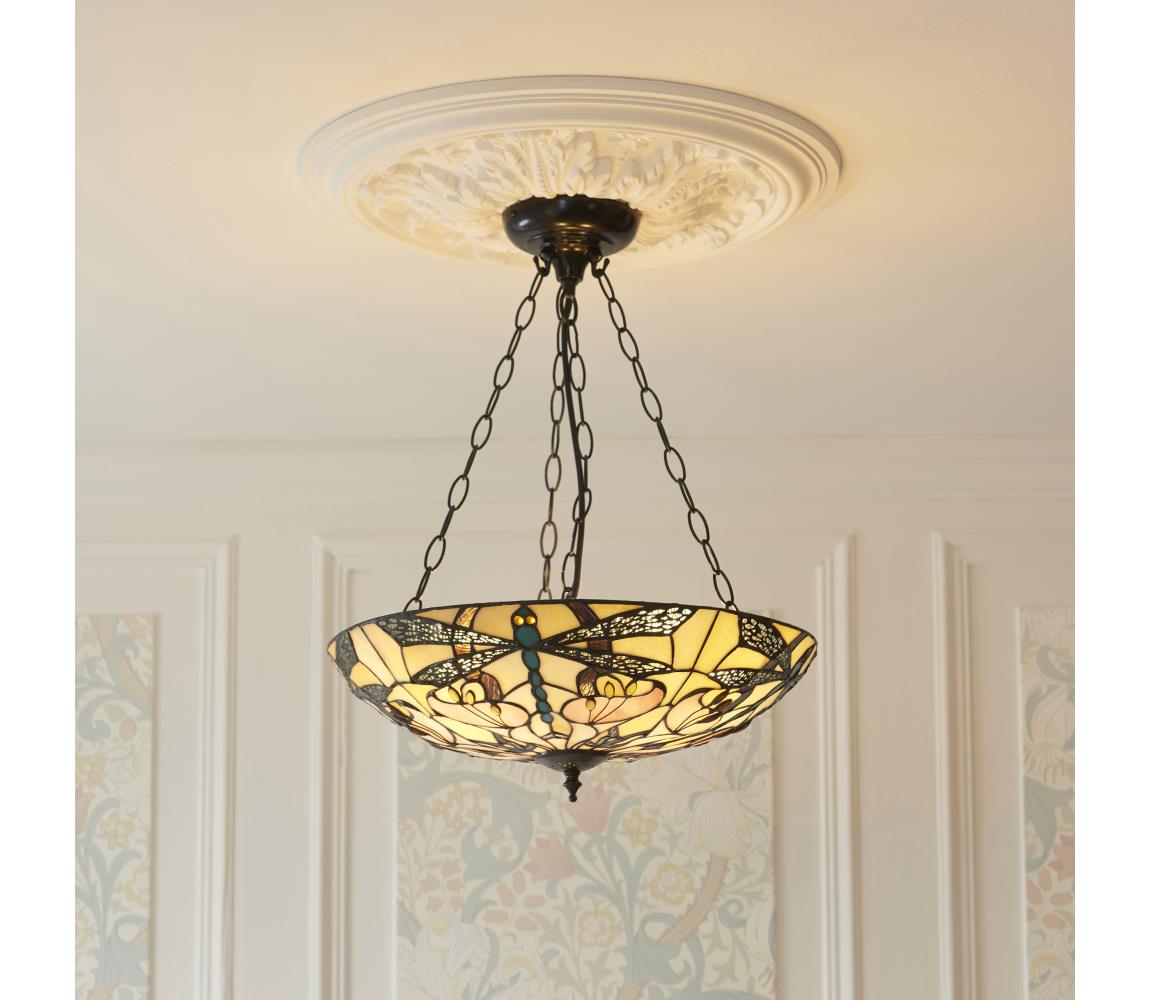 Endon 111869 - Závesný luster na reťazi Tiffany ASHTON 3xE27/10W/230V pr. 45 cm 111869