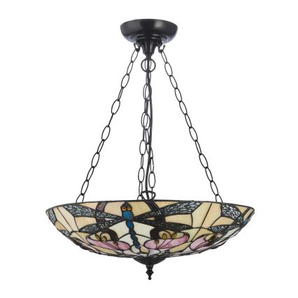 Endon 111869 - Závesný luster na reťazi Tiffany ASHTON 3xE27/10W/230V pr. 45 cm
