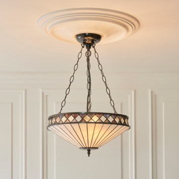 Endon 111870 - Luster na reťazi Tiffany FARGO 3xE27/10W/230V priemer 41,5 cm