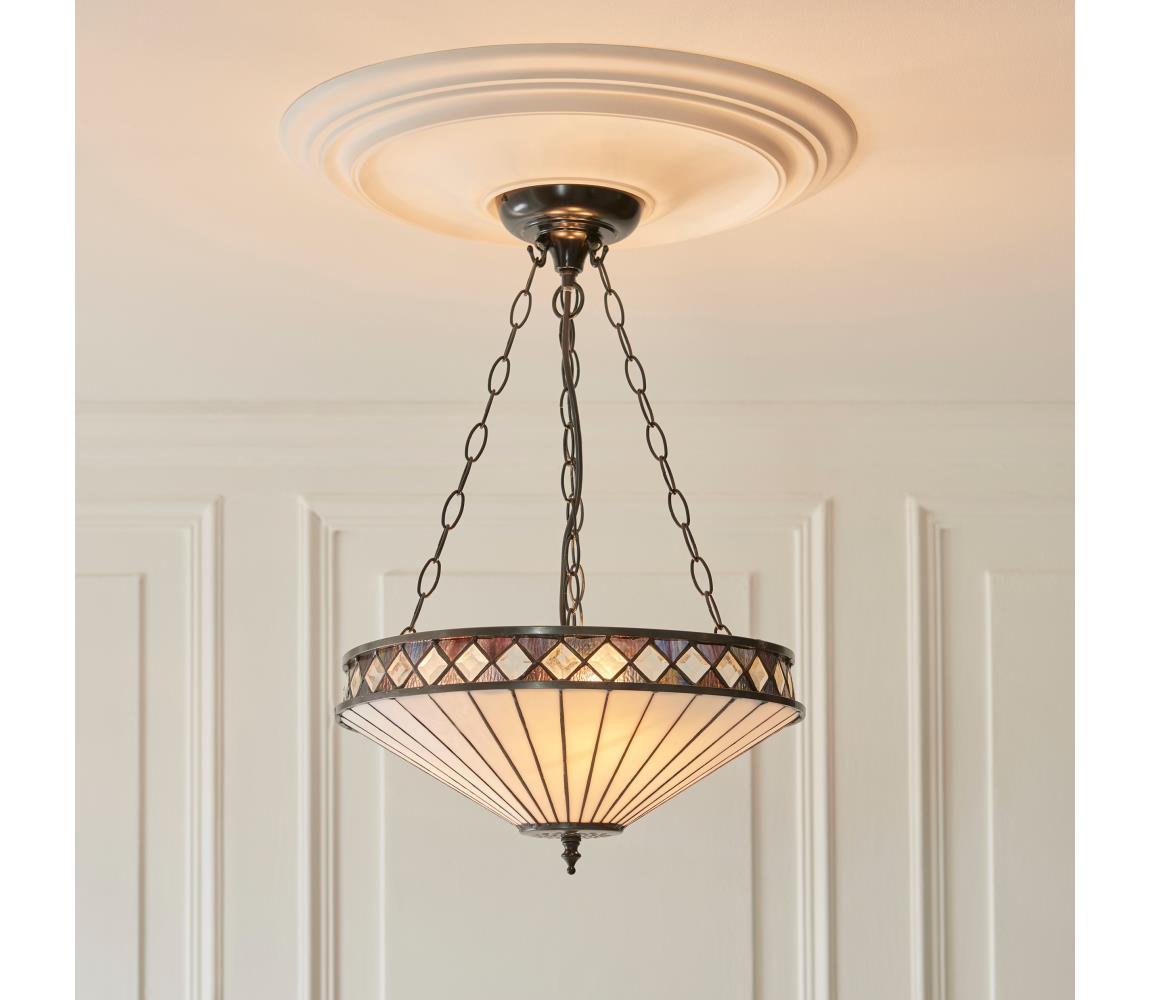 Endon 111870 - Luster na reťazi Tiffany FARGO 3xE27/10W/230V priemer 41,5 cm 111870