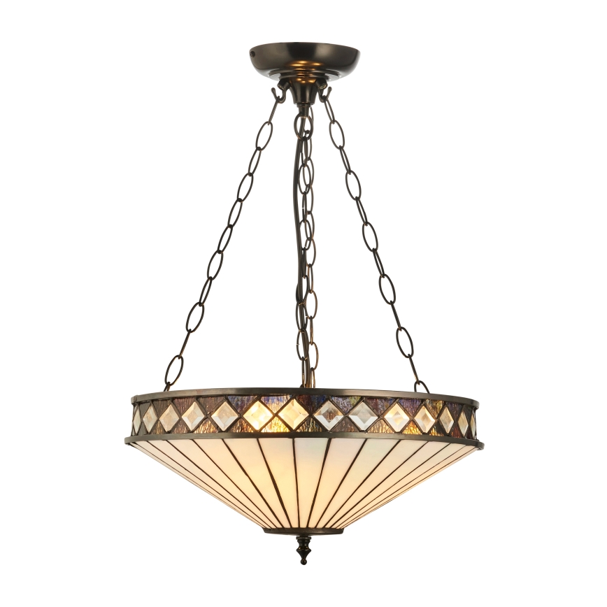Endon 111870 - Luster na reťazi Tiffany FARGO 3xE27/10W/230V priemer 41,5 cm