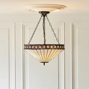 Endon 111871 - Luster na reťazi Tiffany FARGO 3xE27/10W/230V priemer 50 cm