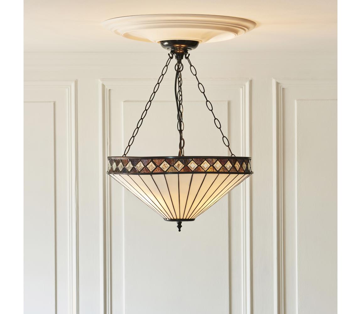 Endon 111871 - Luster na reťazi Tiffany FARGO 3xE27/10W/230V priemer 50 cm 111871