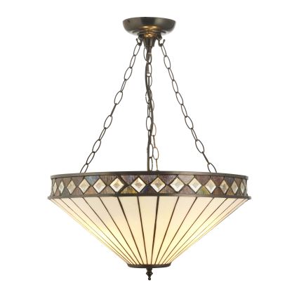 Endon 111871 - Luster na reťazi Tiffany FARGO 3xE27/10W/230V priemer 50 cm