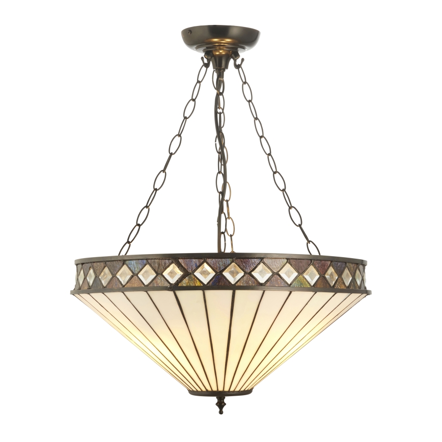 Endon 111871 - Luster na reťazi Tiffany FARGO 3xE27/10W/230V priemer 50 cm