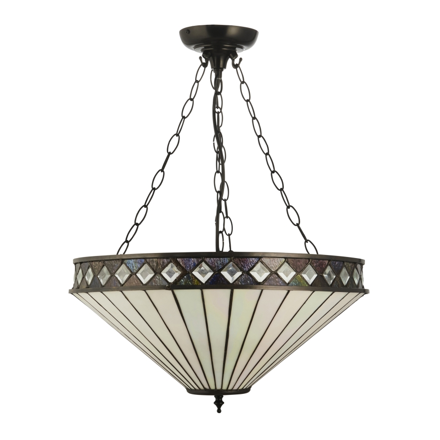 Endon 111871 - Luster na reťazi Tiffany FARGO 3xE27/10W/230V priemer 50 cm