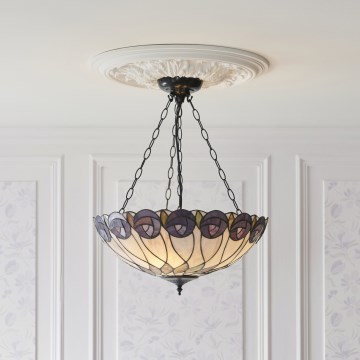 Endon 111872 - Závesný luster na reťazi Tiffany HUTCHINSON 3xE27/60W/230V priemer 50 cm