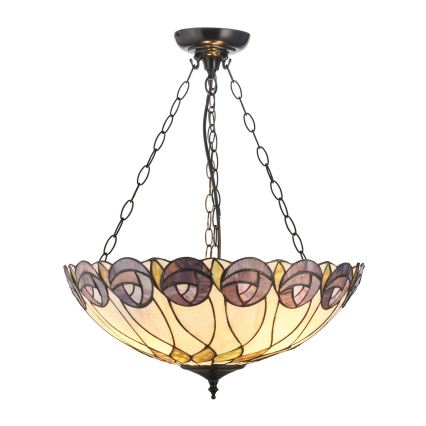 Endon 111872 - Závesný luster na reťazi Tiffany HUTCHINSON 3xE27/60W/230V priemer 50 cm