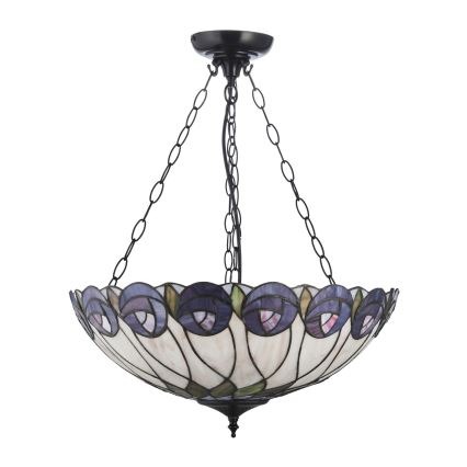 Endon 111872 - Závesný luster na reťazi Tiffany HUTCHINSON 3xE27/60W/230V priemer 50 cm