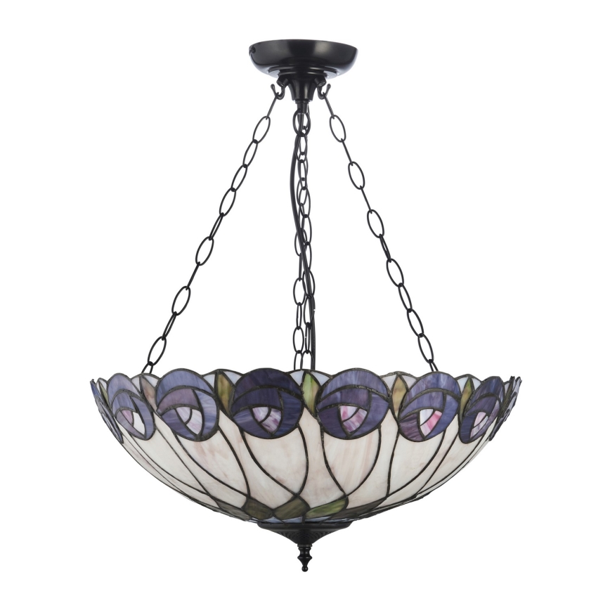 Endon 111872 - Závesný luster na reťazi Tiffany HUTCHINSON 3xE27/60W/230V priemer 50 cm
