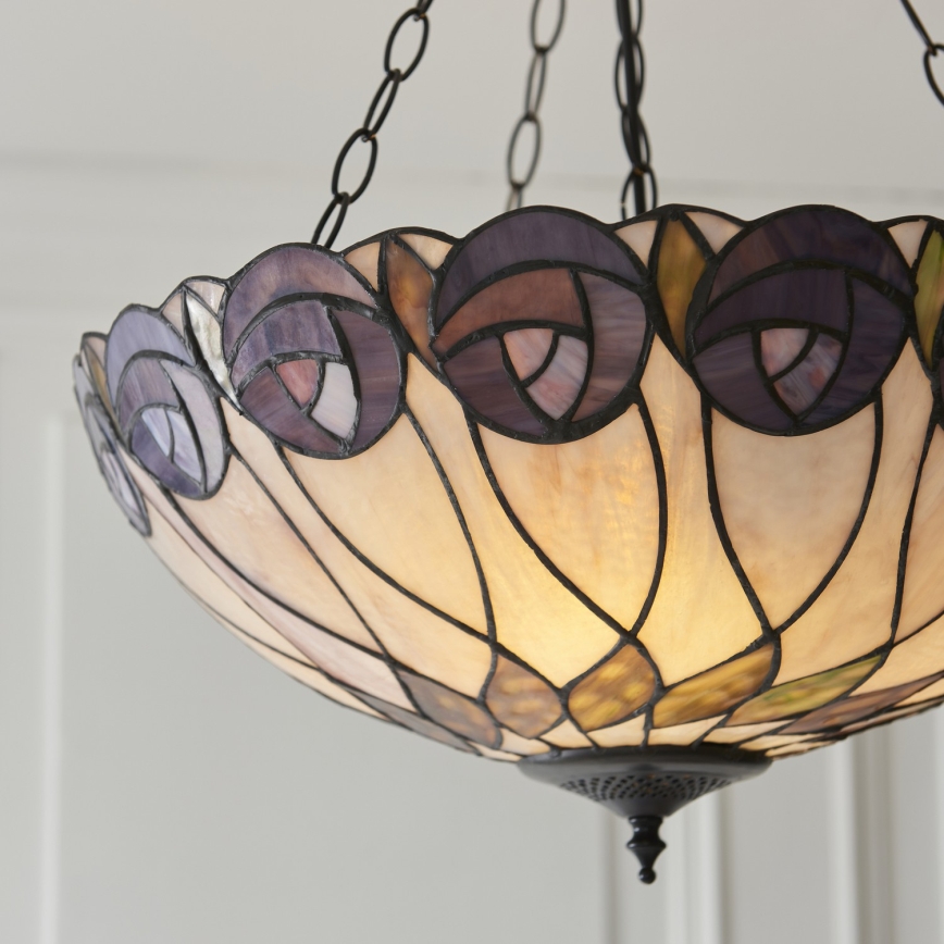 Endon 111872 - Závesný luster na reťazi Tiffany HUTCHINSON 3xE27/60W/230V priemer 50 cm